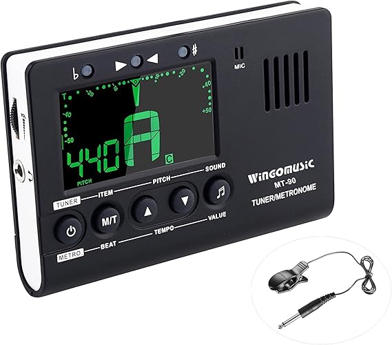 WINGO Digital Metronome، Tuner and Tone Generator - 3 in1 Device ( Black ) - for Chromatic، Guitar، Bass، Ukulele، Violin-Battery