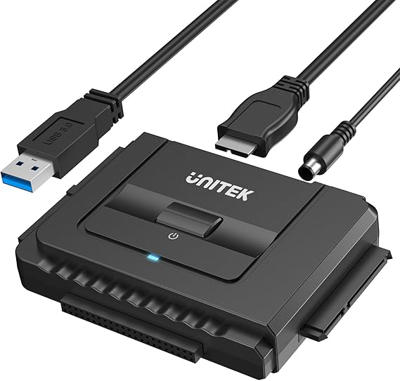 Unitek USB 3.0 to IDE and SATA Converter External Hard Drive Adapter Kit for Universal 2.5/3.5 HDD/SSD Hard Drive Disk, One Touch Backup Function, Included 12V/2A Power Adapter