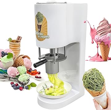 Commercial Spaghetti Ice Cream Press, 80W Electric Ice Cream Press Machine, Stainless Steel, Gelato Machine with 4 Shape Molds, Ice Cream Noodle Maker, for Gelato & Dessert Shops & Snack Bar 110V