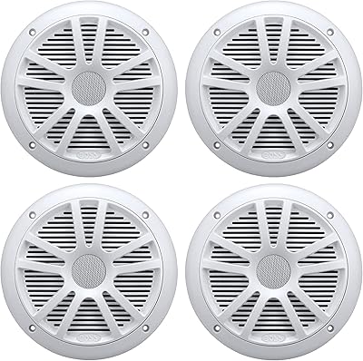 4 New Boss Audio MR6W 6.5 180W Dual Cone MarineBoat Speakers Stereo- White
