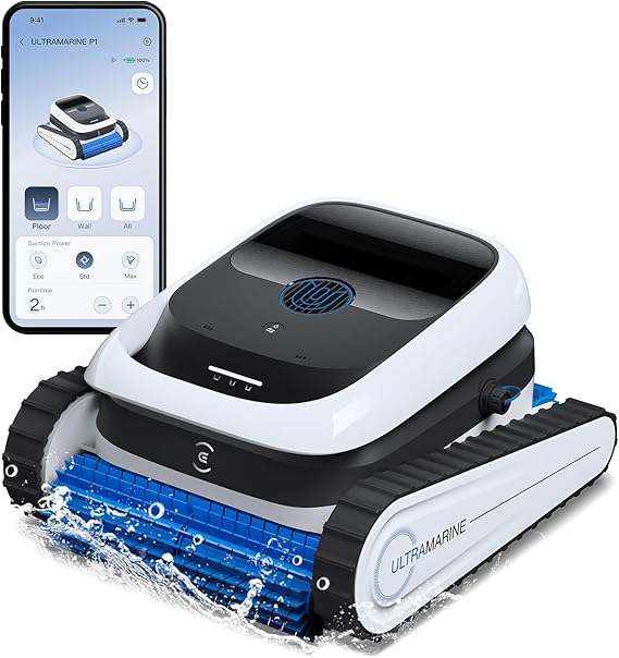 ECOVACS Ultramarine P1 Care Kit Cordless Robotic Pool Vacuum for Inground & Above Ground Pools, 180 Min Runtime, Smart Navigation, App Control for Floor, Wall & Slope, Cleaning Up to 1937 sq ft