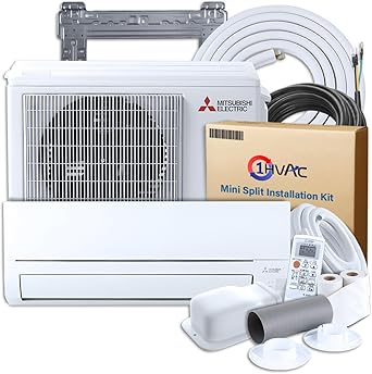 Mitsubishi 9000 BTU 18 SEER2 WX-Series Mini Split Heat Pump System with 15ft Line Set & Installation Kit - R454B Single Zone | Wall Mounted Ductless AC/Heating Unit