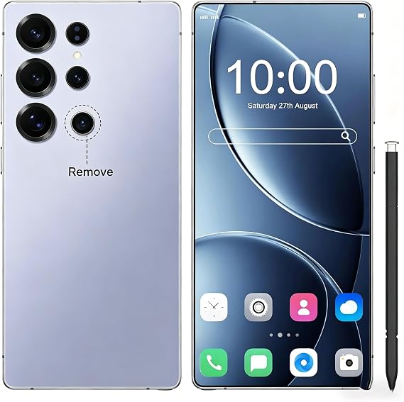 C24 Ultra Unlocked Phone 5G Dual SIM, 8GB+256GB Large Storage Unlockedphone, Android 14.0 Cell Phone, 6800 mAh Battery Smart Phone, 6.8-inch HD Screen/Fingerprint Lock/GPS (Blue)