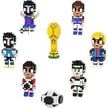 8 Piece Soccer Ball Minifigures Toy Building Blocks Set - STEM Little People Collector,  with Trophy Soccer Ball Model, for Boys Teens and Adults Book Shelf Soccer Fans World Cup 2026 Gifts
