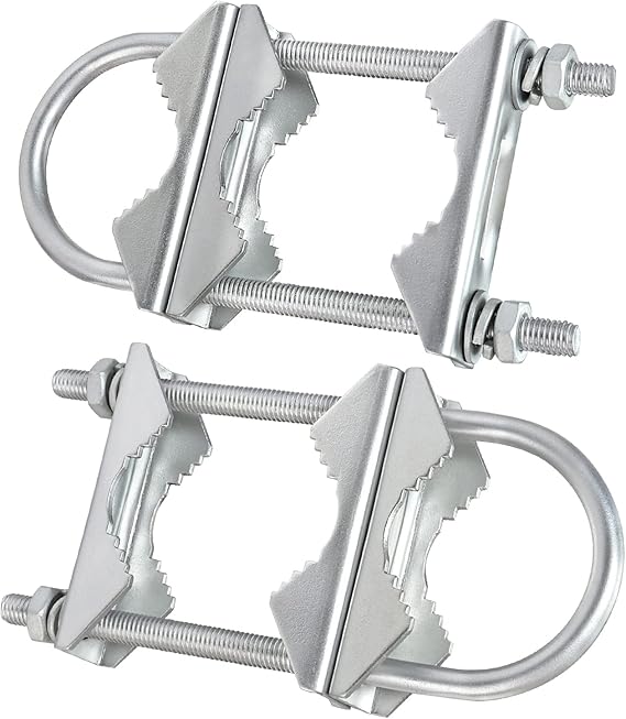 Double Antenna Mast Clamp V Jaw Block with U Bolts, Heavy Duty Mast to Mast Mount Bracket Kit for Outdoor Antenna 2 Sets