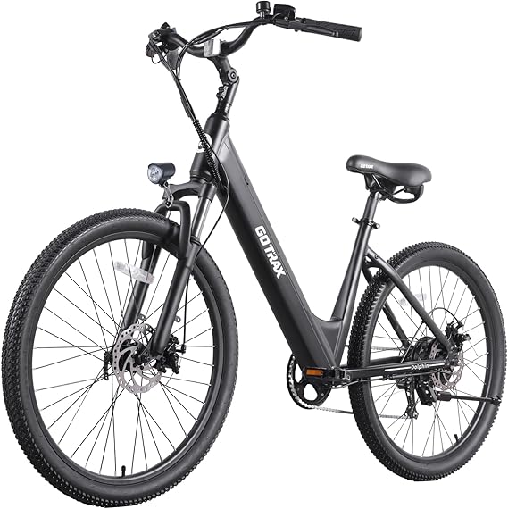 Gotrax دولفين 26 "الدراجة الكهربائية، ماكس المدى 30 ميل (Pedal-assist1) & 20 Mph السلطة من قبل الذروة 500 W، 5 دواسة-مستويات المساعدة & تعليق الجبهة، 7-سرعة & وضع دفعة، مدينة E-الدراجة للبالغين، خطوة-من خلال دراجة
