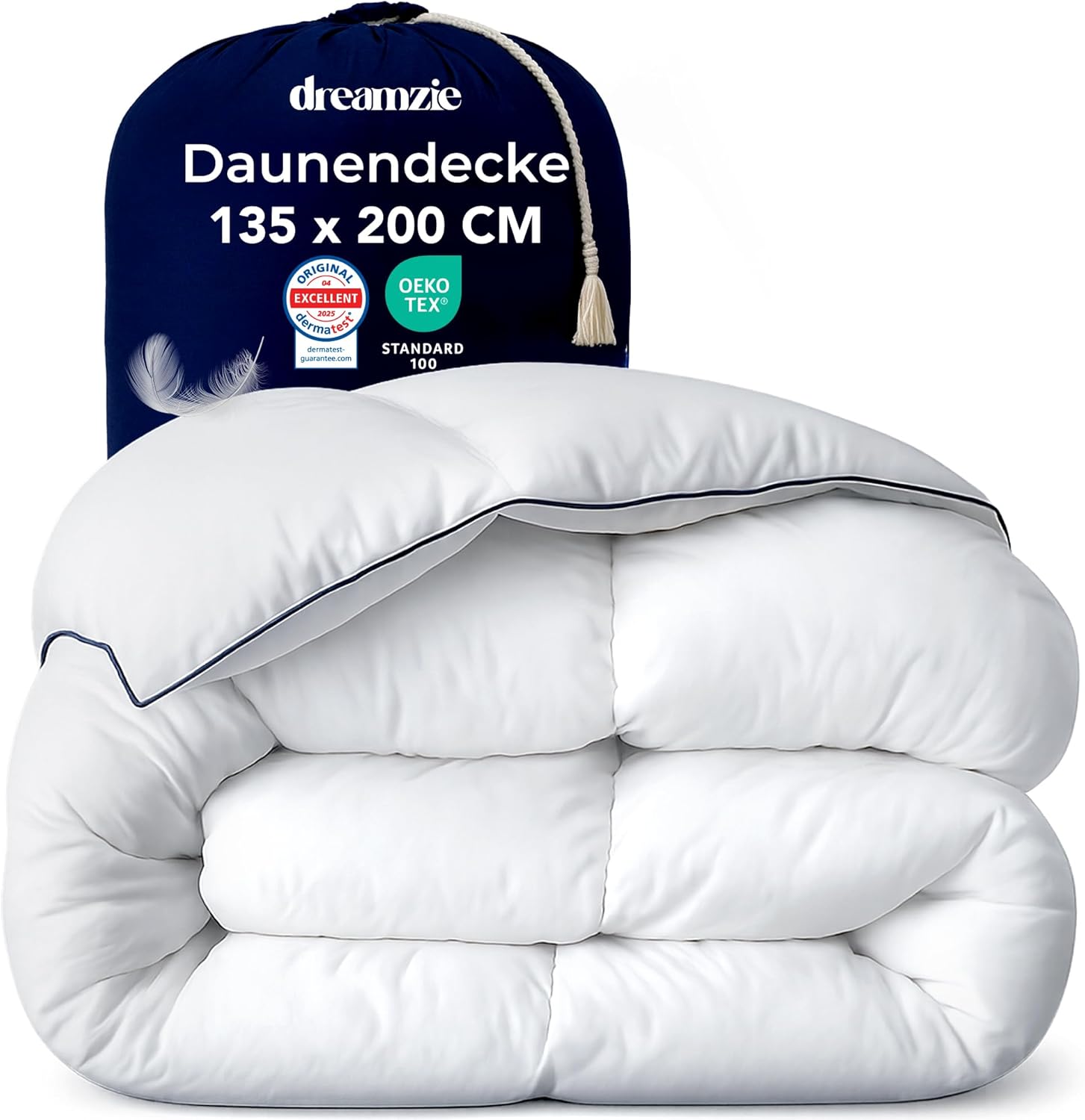 Dreamzie Down Duvet 135 x 200 cm Down Duvet – Warm Winter Duvet Down Duvet 650 gsm – Comfort Duvet 135 x 200 cm – Duvets Down & Feathers – Certified for Animal Welfare