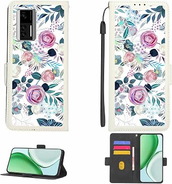 Case Compatible for Qmobile Qsmart Ultra Phone Case Flip Cover [with Tempered Glass Screen Protector][RFID Blocking][Colorful Reflect Light] LPT-HUA3