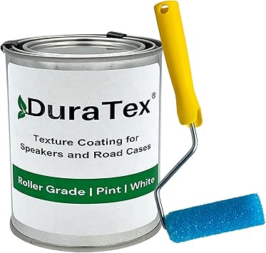 DuraTex Coating Roller Grade Kit for Speaker Cabinets & Road Cases, Water-Based, Texture Coating for Metal and Wood. Durable, Water-Based Finish, and Scuff-Resistant White, Pint