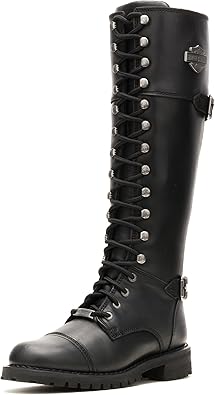 Harley-Davidson FOOTWEAR Womens Beechwood Leather Tall Riding Casual Boots Knee High Low Heel 1-2"