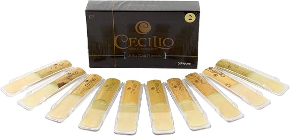 Cecilio Alto Saxophone Reeds 2.0-10 Pack مع علب بلاستيكية فردية - الدخول إلى منتصف المستوى - صديقة للمبتدئين