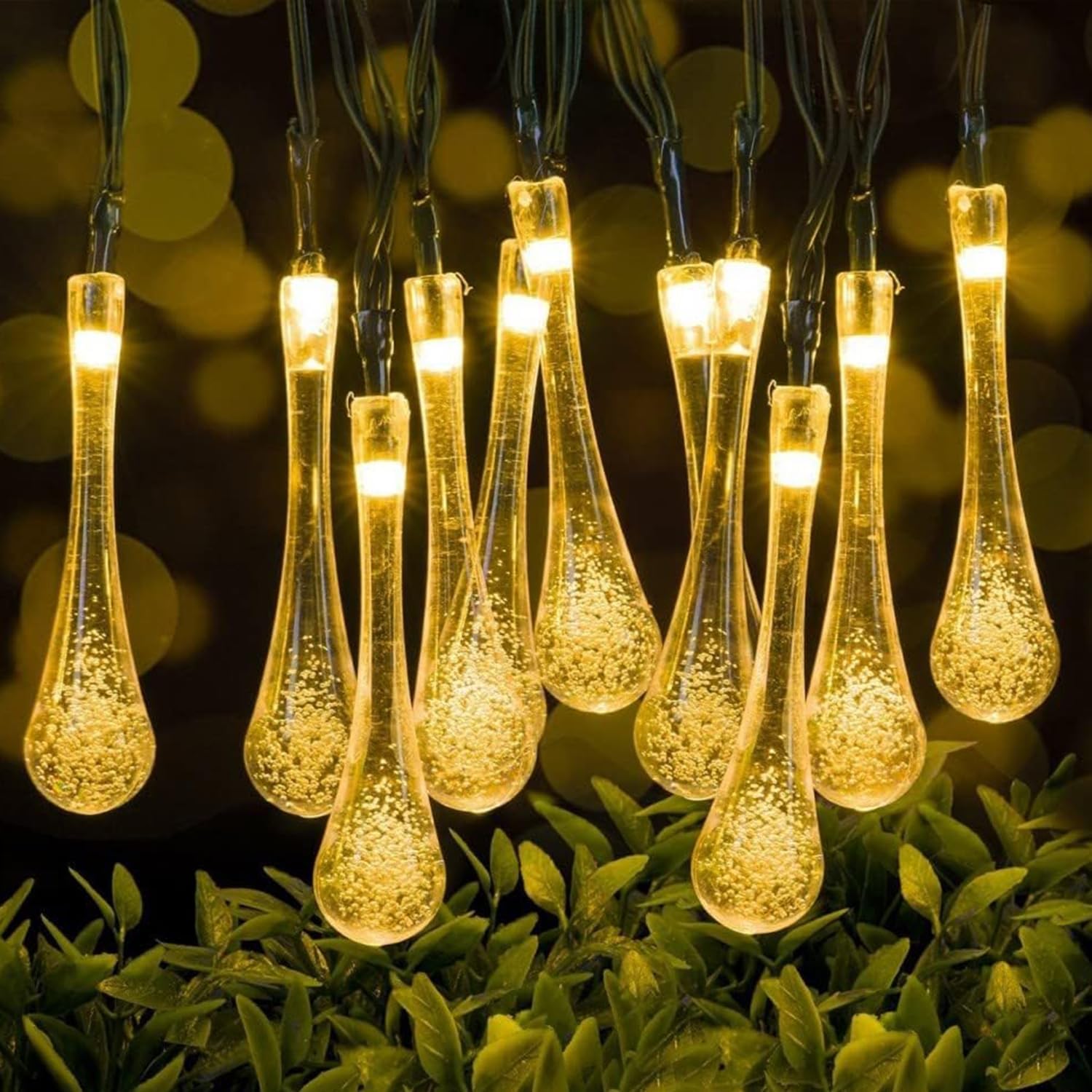 Güneş Enerjili Dize Işıklar Su Geçirmez, 7 m 50 LED 8 Mod Kristal Su Damlası Veranda için, Bahçe Güneş Küresi Peri Işıklar, Düğün Açık Hava Noel Parti Dekorasyonu için Güneş Bahçe Işıkları