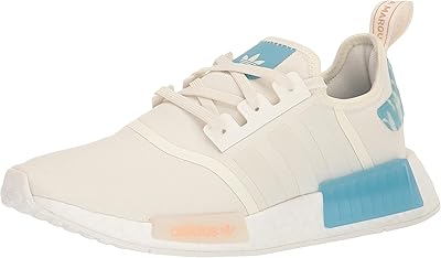 أحمر خدود أديداس أوريجينالز NMD_R1 للنساء باللون الأبيض الفاتح، أزرق محبوب، أحمر خدود هالو 8