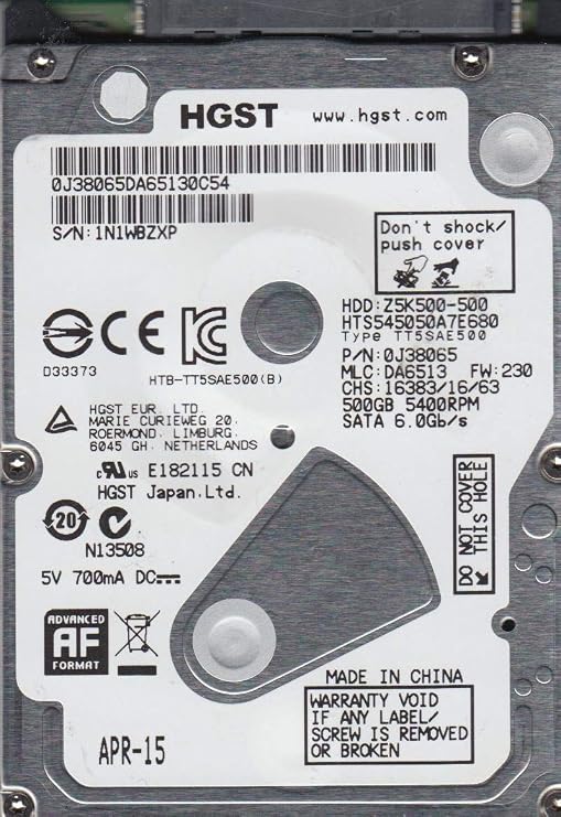 500 جيجابايت 5.4K Z5K500 SATA 2.5 DISC PROD SPCL SOURCING انظر الملاحظات