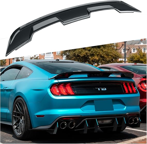 WildWell موستانج GT Spoiler لعام 2015-2023 فورد موستانج GT350 GT500 Ecoboost V8 V6 شيلبي 2 باب كوبيه أسود لامع