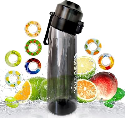 زجاجة ماء الهواء،650 ML كأس الماء رائحة مع 7 كبسولات نكهة، تسرب برهان الرياضة كأس الماء مع القش مناسبة للرياضة في الهواء الطلق، هدايا من الأصدقاء، هدايا عيد ميلاد
