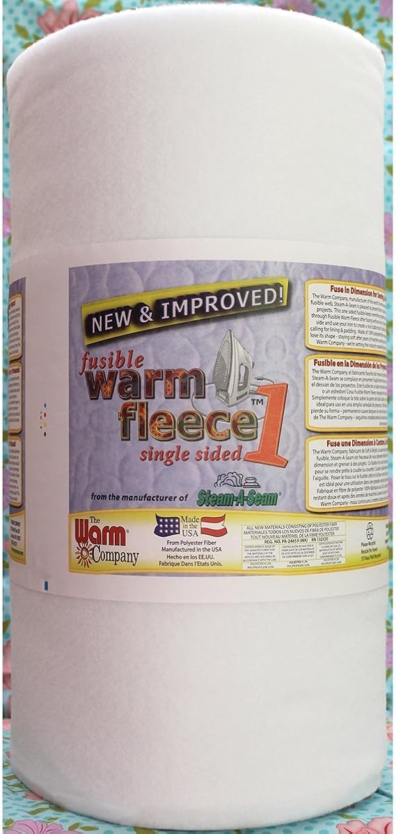 The Warm Company - Fusible Fleece Single-Sided, 45" x 20 Yard Bolt, Polyester Batting for Quilting, Sewing & Crafts