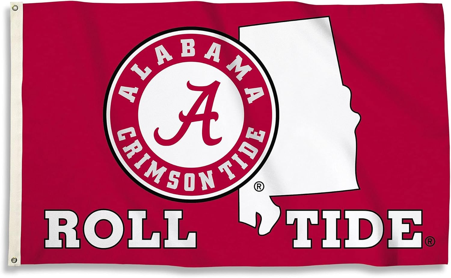 BSI PRODUCTS, INC. - Alabama Crimson Tide 3’x5’ Flag with Heavy-Duty Brass Grommets - UA Football, Basketball &amp; Baseball Pride - High Durability - Designed for Indoor or Outdoor Use - Great Gift Idea
