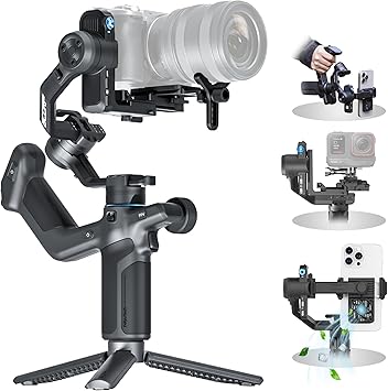 مثبت جيمبال FeiyuTech SCORP Mini 3 Kit الكل في واحد، تتبع الذكاء الاصطناعي المحدث 4.0، جيمبال ثلاثي المحاور لكاميرات التدوين المرئي Canon/Sony، iPhone، كاميرات الحركة، حمولة 4.4 رطل، شاشة تعمل باللمس مقاس 1.3 بوصة