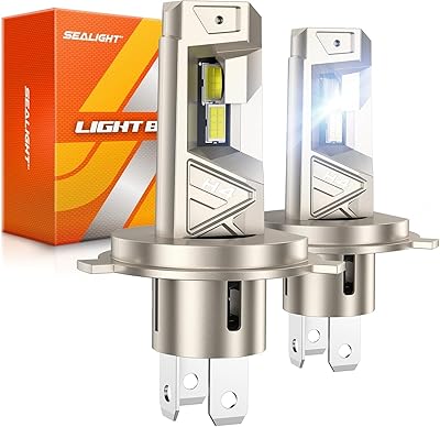 مصابيح ضباب SEALIGHT H4، مصباح ضباب 96000LM 10X Brighter S6 Pro HB2 مع 32 شريحة إضاءة، عمر افتراضي 80000 ساعة، مصباح قيادة 9003، أبيض 6500 كلفن، قابل للتوصيل والتشغيل، لمركبات الدفع الرباعي الرياضية، مركبة، عبوة من قطعتين
