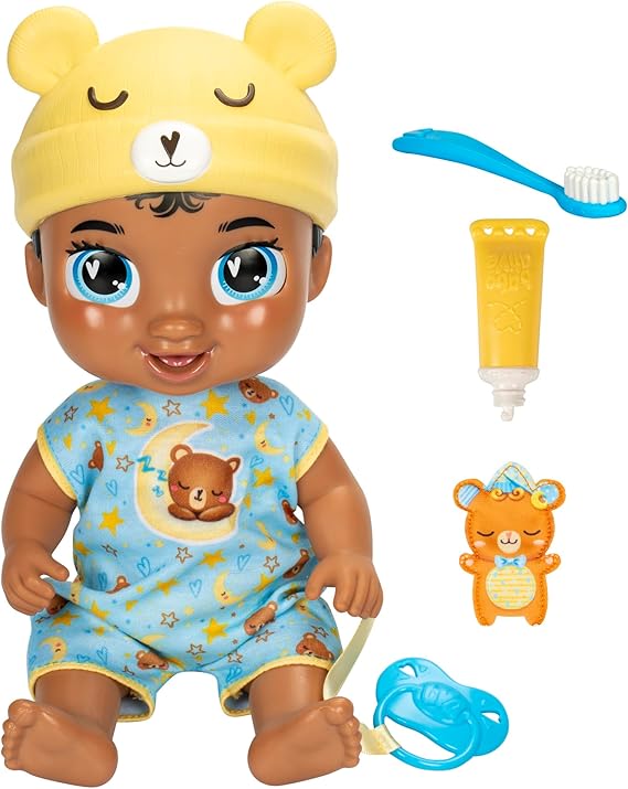 Baby Alive Lil Dreamer Snoozer Bear Sleepy Boy Baby Doll Set، Black Hair، Fun Sleepover Theme، Preschool Toys for Kids 3 Years & Up