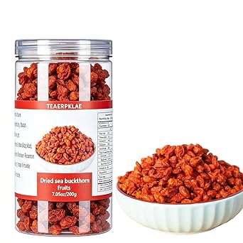 Sea Buckthorn Dried Berries 7.05oz / 200g ، يتم استخدام فاكهة النبق البحري للوجبات الخفيفة والسلطات والمخبوزات والحليب المخفوق والشاي ، إلخ