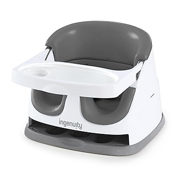 Ingenuity Baby Base 2-in-1 Booster Feeding and Floor Seat with Self Storing Tray - Slate