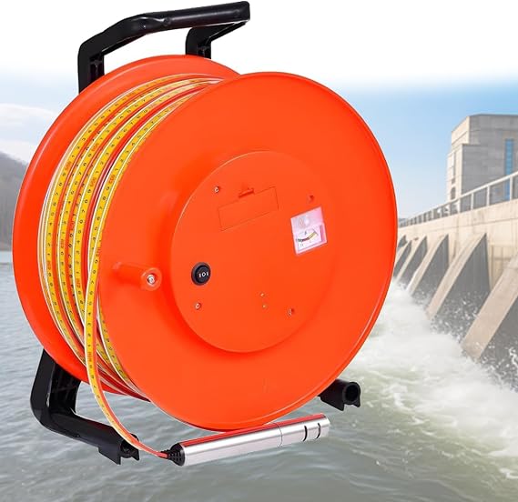 Water Level Meter with 25mm Stainless Steel Probe and Steel Tape for Wells Boreholes Reservoirs and Pipes, 10-50m Deep Well Water Level Meter Indicator 30m