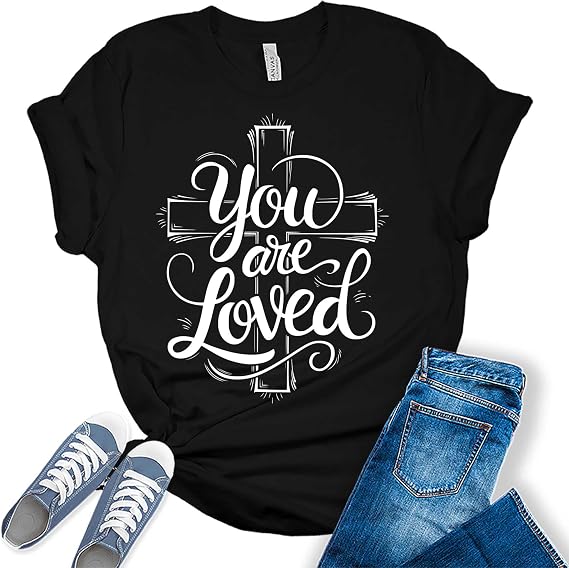 Womens Christian Shirts Cute Faith Graphic Tees Casual Religious Letter Print Short Sleeve Tshirts Summer Tops for Women