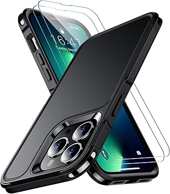 SPIDERCASE مصمم لـ iPhone 13 Pro Case ، [10 FT Military Grade Drop Protection] [مع قطعتين من واقي الشاشة الزجاجي المقسى] غطاء لـ iPhone 13 Pro 6.1 بوصة (أسود)