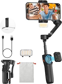hohem iSteady X3 Upgraded New Gimbal Stabilizer for iPhone with Detachable Remote Control, 3-Axis Foldable Phone Gimbal, Fill Light, Extendable Rod & Tripod for Video Recording, Travel Vlogging