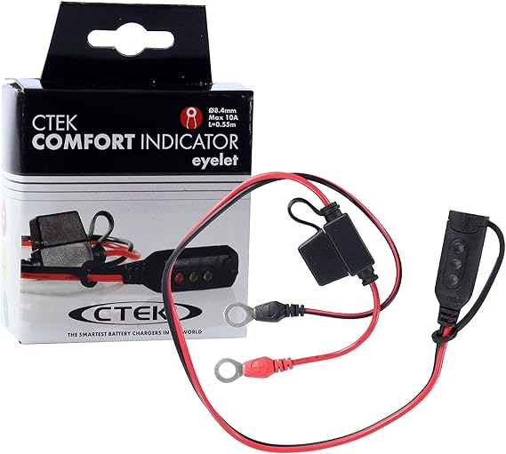 CTEK مؤشر العيينة M8 ، مؤشر LED يظهر حالة شحن البطارية ، 8 مم عيينة ، اتصال دائم للبطاريات التي يصعب الوصول إليها ، لجميع بطاريات الرصاص الحمضية 12V وشواحن CTEK حتى 10 أمبير