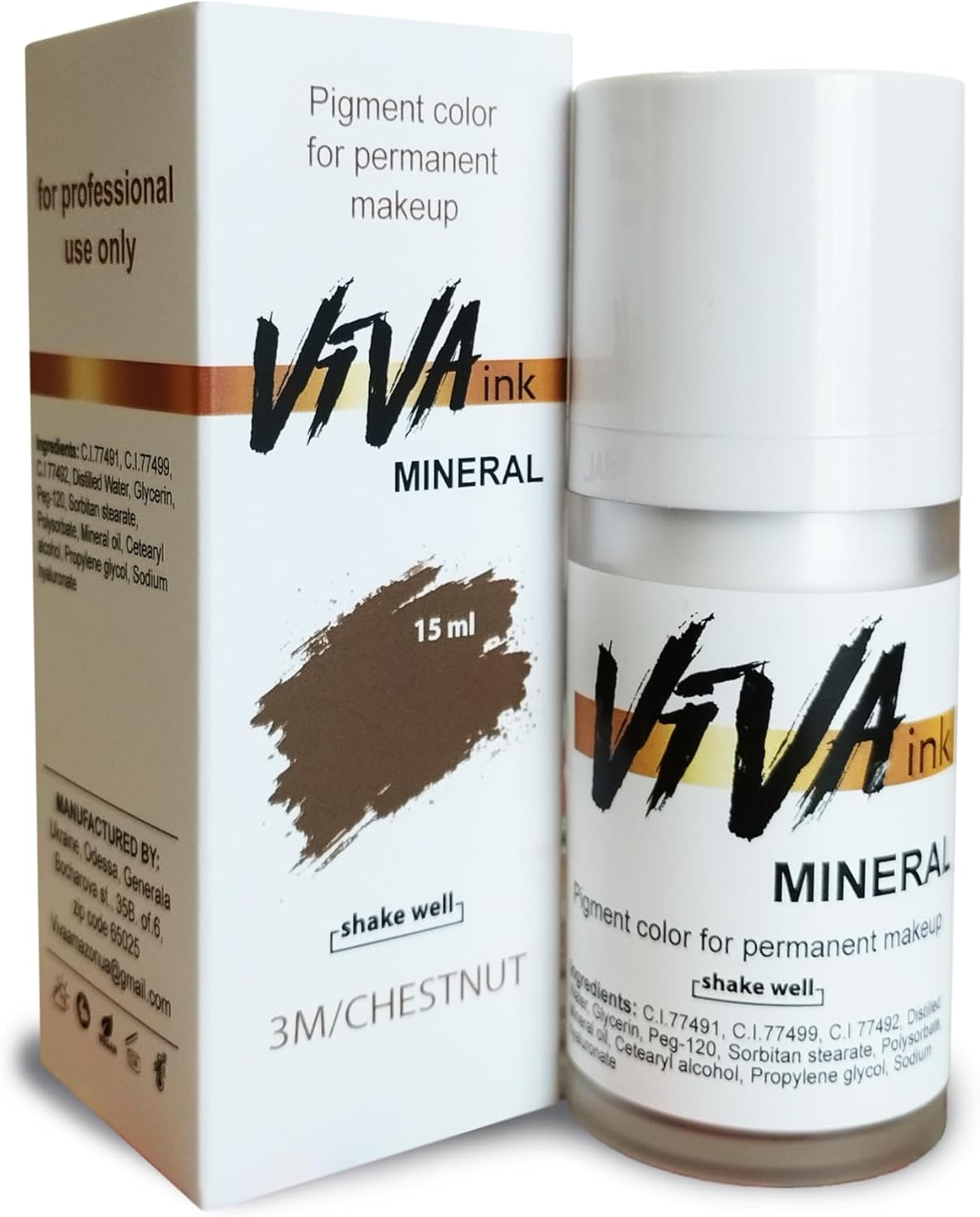 Eyebrow Permanent Makeup Mineral Ink Long Lasting Permanent Pigment for Microblading Saturated and Natural Colored Ink for Eyebrow Tattoo 0.5 oz Chestnut