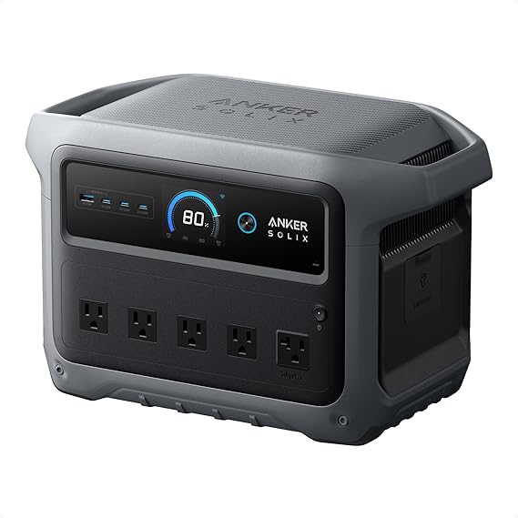 محطة طاقة محمولة Anker SOLIX C1000 Gen 2، مولد شمسي بقدرة 2000 واط (ذروة 3000 واط)، شحن كامل خلال 49 دقيقة، بطارية LiFePO4 بقدرة 1024 وات في الساعة للنسخ الاحتياطي المنزلي وانقطاع التيار الكهربائي والتخييم (لوحة شمسية اختيارية)