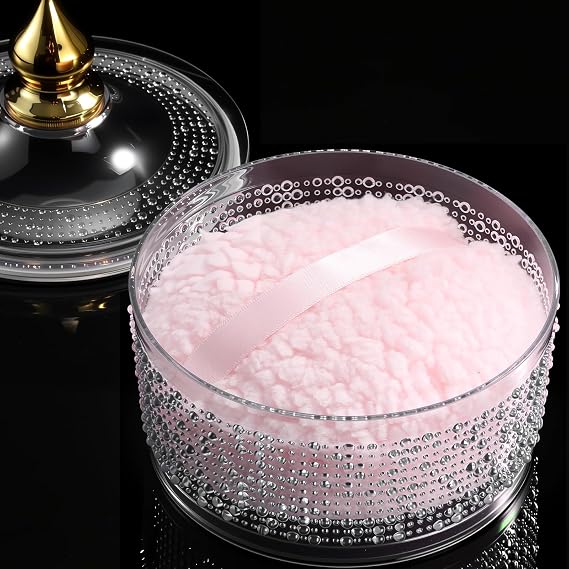 WSYUB 6-Inch Extra Large Body Powder Container with Puff,Acrylic Material Powder Jar with Secure Leak-Proof Lid, Bath & Vanity Organizer