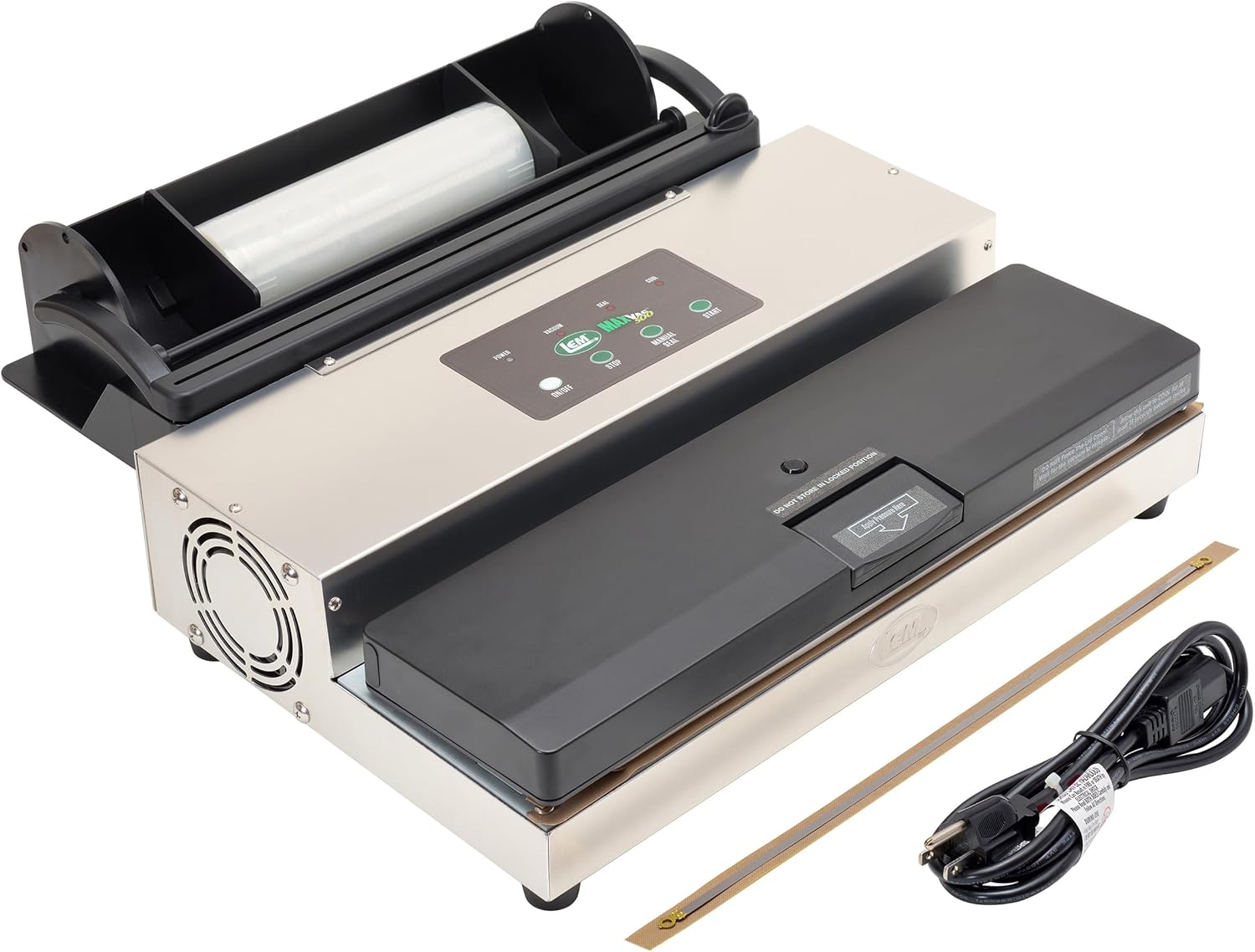 LEM Products MaxVac 500 Vacuum Sealer Machine, Heavy-Duty Aluminum Food Vacuum Sealer for Freezer Storage, Includes Bag Roll Holder, Cutter, Bag Roll