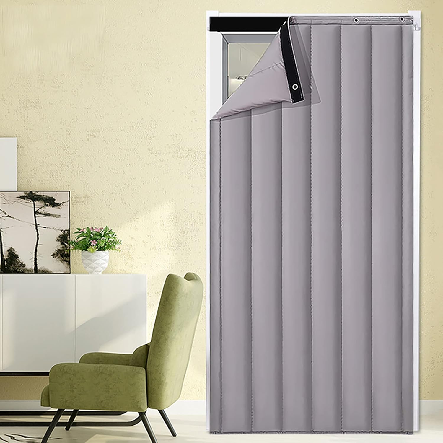 Thermal Insulated Door Curtain,door privacy curtain,soundproof curtains,Upgraded Thick Thermal Fabric Door Cover,cold door curtain,for Air Conditioner Room, Heater Room, Living Room, Back Doors