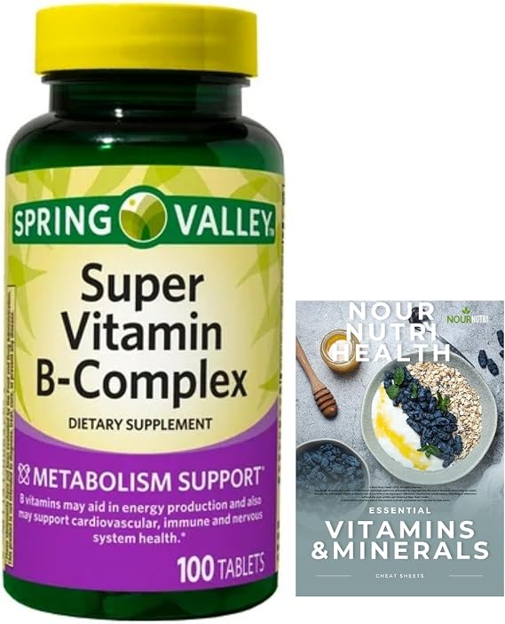 Pack of 1 SV Super Vitamin B-Complex Tablets Dietary Supplement Value Size, 100 Count (Over 3 Months Supply)+ Exclusive nnh e-Book Vitamin Guide Included