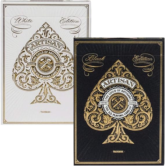 Artisan Playing Cards 2 Pack Decks | White Deck and Black Deck | by Theory11 | with Embossed Tuck Boxes