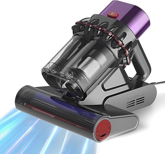 SakerPlus Powerful UV Bed Vacuum Cleaner, 14kPa Strong Suction Handheld Vacuum with 5-Cyclone System & Smart Sensor for Mattress, Carpet, and Home Deep Cleaning