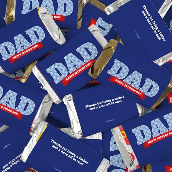 34 Happy Father?s Day Plaid Assorted Wrapped Chocolate Miniatures - Gifts For Dad, Party Favors, Church & Office Candy Giveaways, Dessert Tables & More (10oz)