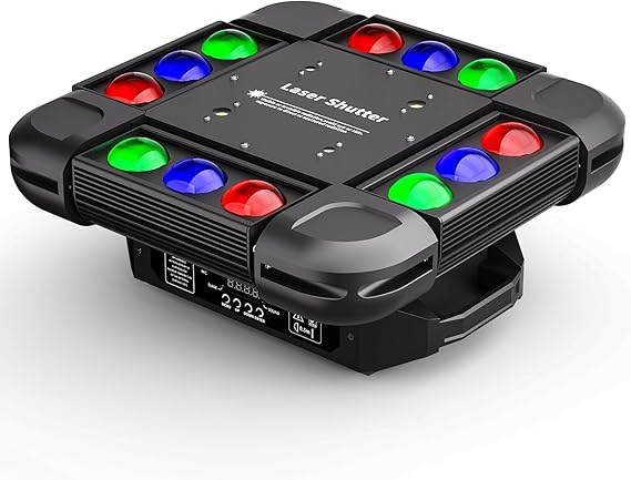 تتحرك رئيس الخفيفة، FODEXAZY DJ أضواء 12 LEDs 150 W R/G/B/W شعاع 4 في 1 ستروب ضوء المرحلة مع 16 CH/64 CH DMX512 والصوت المنشط لحفل الزفاف ديسكو Dj حزب عيد الميلاد