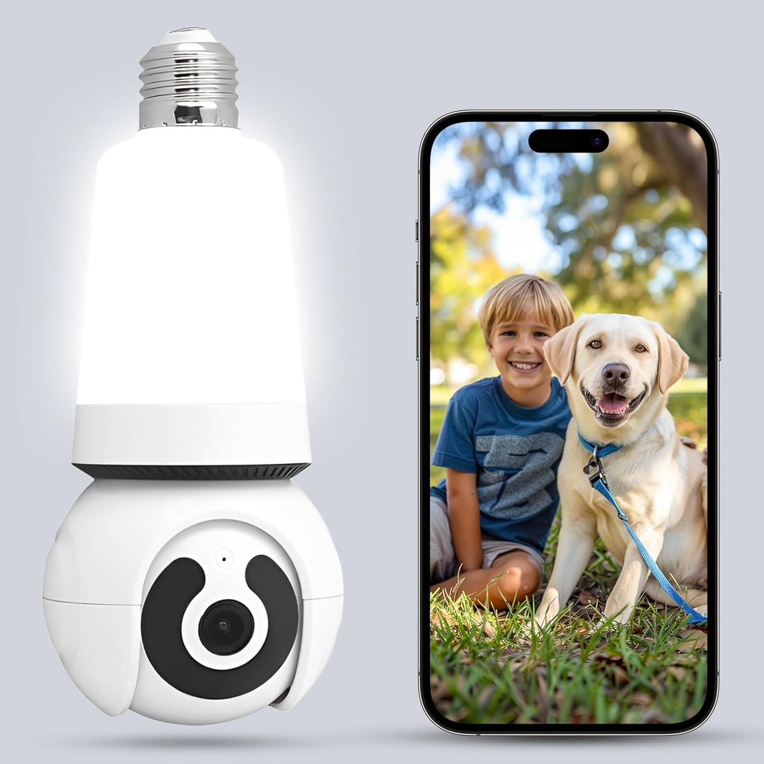Security Camera, Outdoor Wireless Camera 2.4G Hz Camera for Home Security, 355 Degree Panoramic, Motion Detection and Alarm, 24/7 Recording