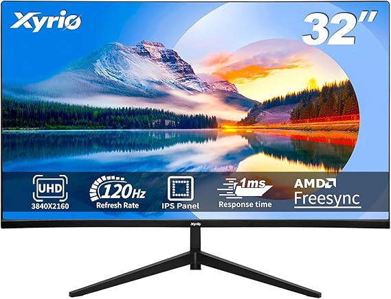 شاشة كمبيوتر،شاشة كمبيوتر 4K (3840 x2160) حتى 120 هرتز، شاشة ألعاب 32 بوصة، شاشات ألعاب مع 99% sRGB، AMD FreeSync، لوحة IPS، شاشات كمبيوتر مع شاشة 1 مللي ثانية، VESA قابلة للتركيب، أسود