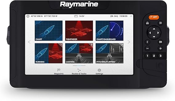 Raymarine Element 9 HV - 9" Chart Plotter with Chirp Sonar, HyperVision, Wi-Fi & GPS, Lighthouse North America Chart, No Transducer, Black (E70534-00-102)