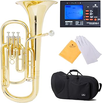 Cecilio 2Series BR-280 Brass Bb Baritone مع صمامات من الفولاذ المقاوم للصدأ، ذهبي