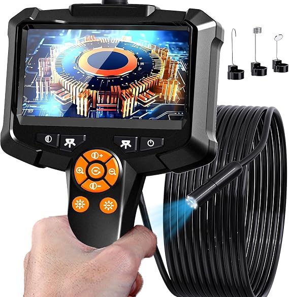 Daxiongmao 1080P HD Borescope Camera, IP67 Waterproof Endoscope with 8 Adjustable LED Lights, 16.5ft Semi-Rigid Snake Camera for Automotive Engine, Wall, Vent, Pipe Inspection, Men's Tool