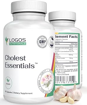 Cholest Essentials - 60 كبسولة | ملحق نباتي مع الثوم والنياسين والبوليكوسانول والجوجول والستيرول النباتي وحريف | كبسولات العافية اليومية للرجال والنساء