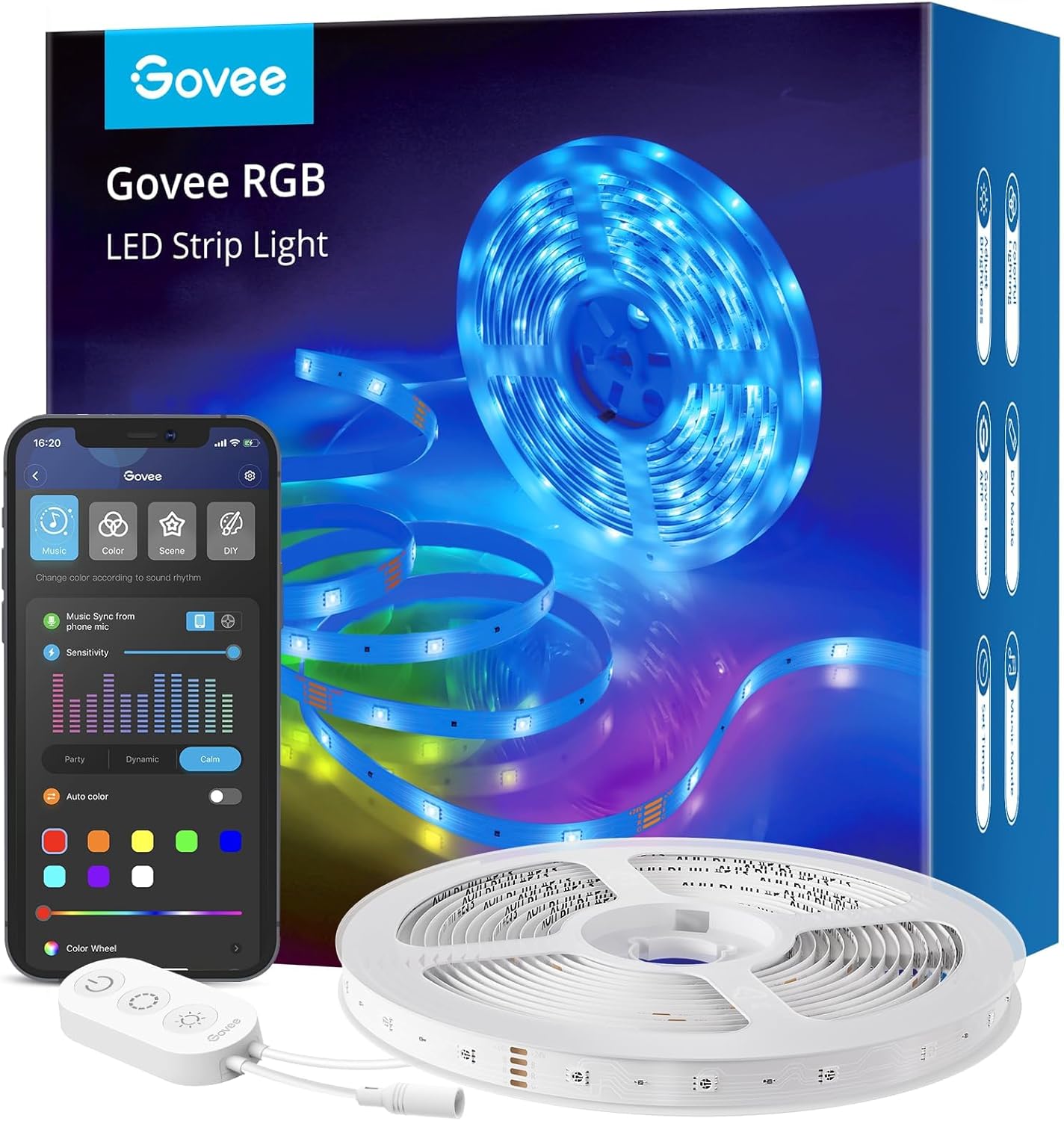 Govee WiFi LED Strip Light 5m, Smart RGB Strip, App Control, Works with Alexa and Google Assistant, Music Sync, LED Lights for Bedroom, TV, Party [Energy Class G]
