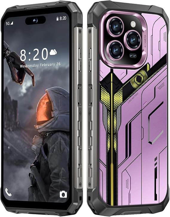 هاتف محمول 16 Ultra 32+1TB Rugged Armor Unlocked،هاتف ذكي بشاشة عالية الدقة 6.99 بوصة يعمل بنظام Android وبطارية 15 وبطارية 22000 مللي أمبير في الساعة مع خاصية AI Unlocked،وخاصية Face ID/Fingerprint Unlock/Underwater-night-Photo/Dual SIM/5G/NFC (وردي)